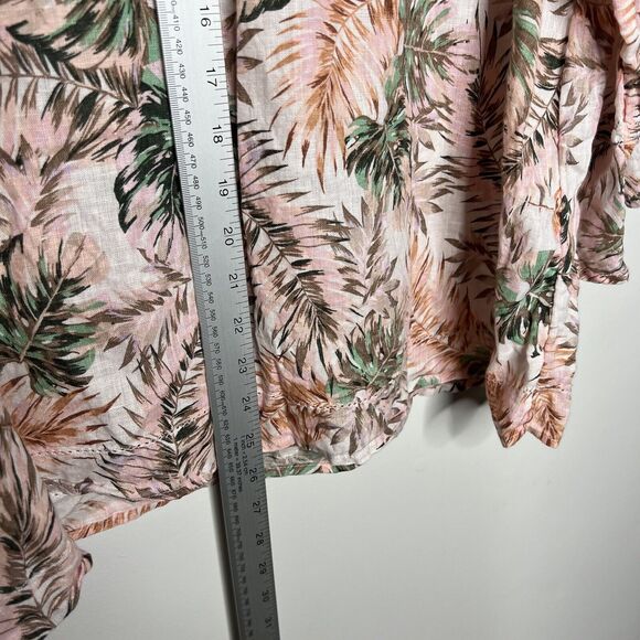 J Jill Love Linen Top Womens Extra Large Tropical Palm Print Lagenlook Vacation - Picture 4 of 15